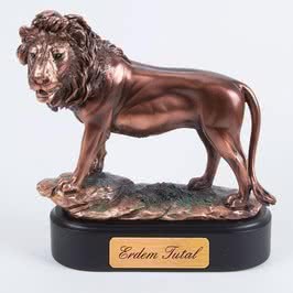 İsme Özel Ahşap Kaideli Aslan Heykeli