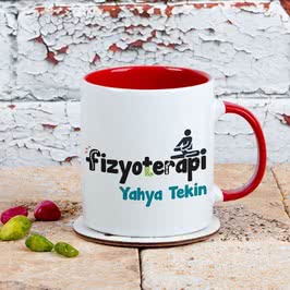 Fizyoterapistlere Özel İsim Yazılı Renkli Kahve Kupası