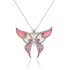 Pembe Kanatlı Süslü Gümüş Kelebek Kolye