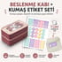 İlkokul Özel İsimli Beslenme Kabı - Sticker ve Kumaş Baskı Etiketi Seçenekli